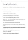 Poetry Final Exam Review Questions With 100&percnt; Verified Correct Answers&period;