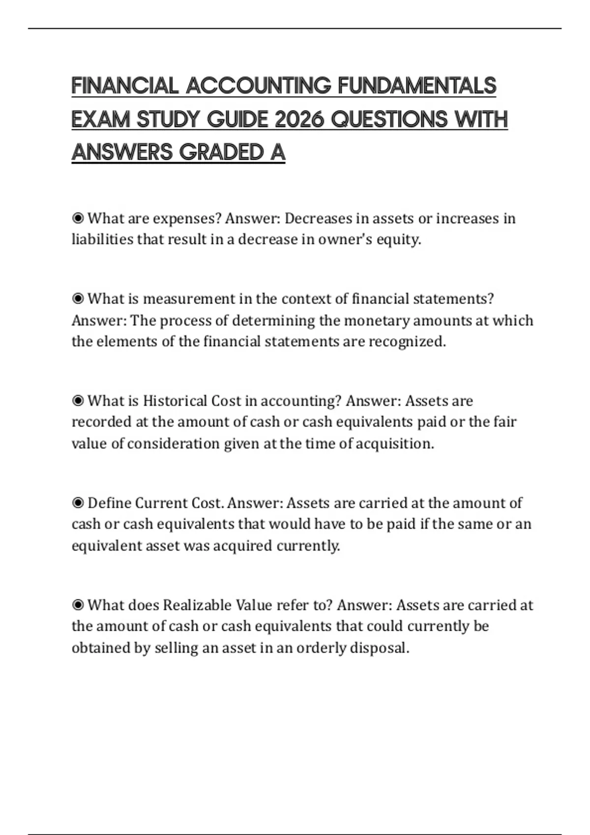 FINANCIAL ACCOUNTING FUNDAMENTALS EXAM STUDY GUIDE 2026 QUESTIONS WITH ...