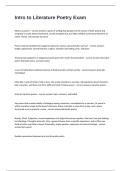 Intro to Literature Poetry Exam Questions And Answers Verified Solutions&vert; Graded A&plus;