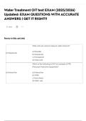 Water Treatment OIT test EXAM &lpar;2025&sol;2026&rpar; Updated&colon; EXAM QUESTIONS WITH ACCURATE ANSWERS &vert; GET IT RIGHT&excl;&excl;