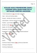 SCALED AGILE FRAMEWORK &lpar;SAFE&rpar; -  LEADING SAFE QUESTIONS WITH  DETAILED VERIFIED ANSWERS