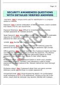 SECURITY AWARENESS QUESTIONS  WITH DETAILED VERIFIED ANSWERS 