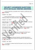 SECURITY AWARENESS QUESTIONS  WITH DETAILED VERIFIED ANSWERS 