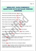 SEROLOGY- SUPA FORENSICS  QUESTIONS WITH DETAILED VERIFIED  ANSWERS 