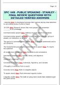 SPC 1608 - PUBLIC SPEAKING - STANLEY -  FINAL REVIEW QUESTIONS WITH  DETAILED VERIFIED ANSWERS