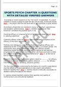 SPORTS PSYCH CHAPTER 14 QUESTIONS  WITH DETAILED VERIFIED ANSWERS
