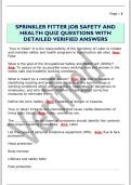 SPRINKLER FITTER JOB SAFETY AND  HEALTH QUIZ QUESTIONS WITH  DETAILED VERIFIED ANSWERS 