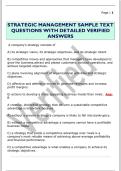 STRATEGIC MANAGEMENT SAMPLE TEXT  QUESTIONS WITH DETAILED VERIFIED  ANSWERS 