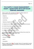TCU SUPPLY CHAIN MANAGEMENT  EXAM 1 QUESTIONS WITH DETAILED  VERIFIED ANSWERS 