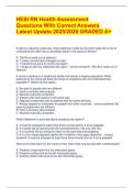 HESI RN Health Assessment  Questions With Correct Answers  Latest Update 2025&sol;2026 GRADED A&plus;