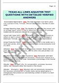 TEXAS ALL LINES ADJUSTER TEST  QUESTIONS WITH DETAILED VERIFIED  ANSWERS 