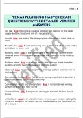 TEXAS PLUMBING MASTER EXAM  QUESTIONS WITH DETAILED VERIFIED  ANSWERS