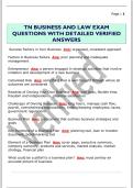 TN BUSINESS AND LAW EXAM  QUESTIONS WITH DETAILED VERIFIED  ANSWERS 