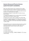 Davies Ultrasound Physics Review QUESTION SWITH ANSWERS