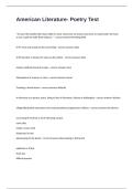 American Literature- Poetry Test Questions With Detailed Correct Answers