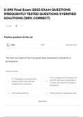 S-290 Final Exam &vert;2025 EXAM QUESTIONS &vert;FREQUENTLY TESTED QUESTIONS &vert;&vert;VERIFIED SOLUTIONS &lpar;100&percnt; CORRECT&rpar;