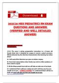 2025&vert;26 HESI PEDIATRICS RN EXAM QUESTIONS AND ANSWERS &lpar;VERIFIED AND WELL DETAILED ANSWERS