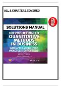 Introduction to Quantitative Methods in Business&colon; With Applications Using Microsoft Office Excel &lpar;1st Edition&comma; 2017&rpar; &ndash; Solutions Manual &ndash; Kolluri