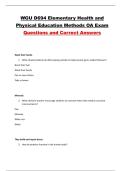 WGU D694 Elementary Health and Physical Education Methods OA Exam Questions and Correct Answers