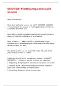 MGMT 500 - Final Exam questions with answers