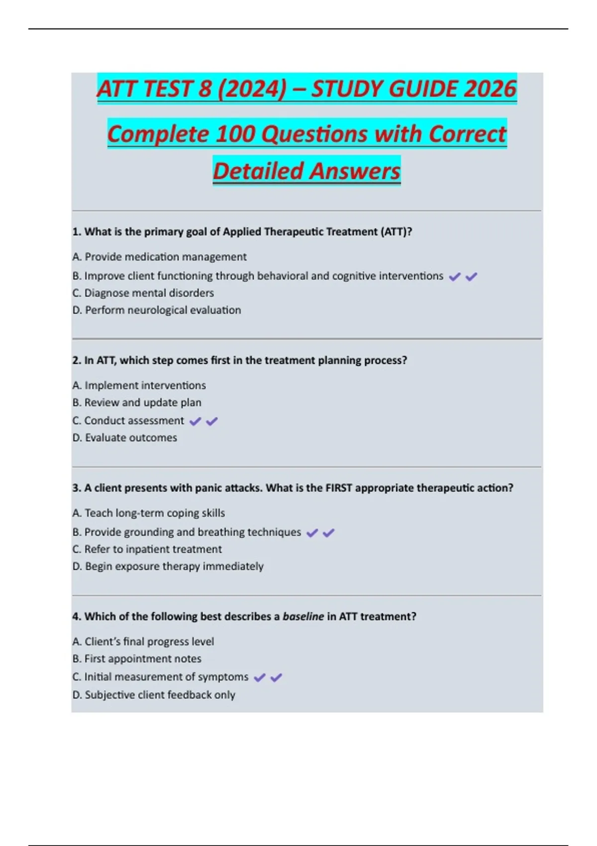 ATT TEST 8 (2024) – STUDY GUIDE 2026 Complete 100 Questions with ...