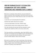 HESI RN PHARMACOLOGY V2 EXAM 2026 EXAMINATION TEST WITH VERIFIED QUESTIONS AND ANSWERS 100&percnt; CORRECT