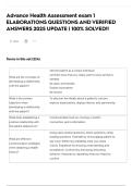 Advance Health Assessment exam 1 ELABORATIONS QUESTIONS AND VERIFIED ANSWERS 2025 UPDATE &vert; 100&percnt; SOLVED&excl;&excl;