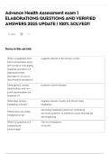 Advance Health Assessment exam 1 ELABORATIONS QUESTIONS AND VERIFIED ANSWERS 2025 UPDATE &vert; 100&percnt; SOLVED&excl;&excl;