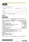 2025 AQA GCSE HISTORY Paper 2 Section B&sol;B&colon; Medieval England&colon; the reign of Edward I&comma; 1272&ndash;1307 Combined Question Paper with Final Marking Scheme