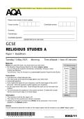 2025 AQA GCSE RELIGIOUS STUDIES A Paper 1 Buddhism Combined Question Paper with Final Marking Scheme