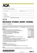2025 AQA GCSE RELIGIOUS STUDIES &lpar;SHORT COURSE&rpar; Section 1 Buddhism Combined Question Paper with Final Marking Scheme