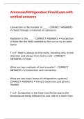 Ammonia Refrigeration Final Exam with verified answers