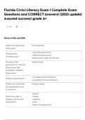 Florida Civics Literacy Exam &vert; Complete Exam Questions and CORRECT Answers&vert; &lpar;2025 update&rpar; Assured success&vert; grade A&plus;