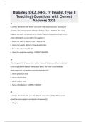 Diabetes &lpar;DKA&comma; HHS&comma; IV Insulin&comma; Type II  Teaching&rpar; Questions with Correct Answers 2025