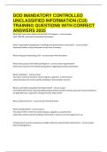 DOD MANDATORY CONTROLLED UNCLASSIFIED INFORMATION &lpar;CUI&rpar; TRAINING QUESTIONS WITH CORRECT ANSWERS 2025