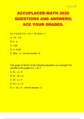 ACCUPLACER-MATH 2026  QUESTIONS AND ANSWERS&vert;  ACE YOUR GRADES&period;