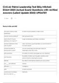 Civil Air Patrol Leadership Test Billy Mitchell EXAM 2025 &lpar;Actual Exam&rpar; Questions with verified Answers &lpar;Latest Update 2025&rpar; UPDATE&excl;&excl;  