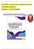 TEST BANK For Nursing Today&colon; Transition and Trends 11th Edition by JoAnn Zerwekh &comma; Ashley Zerwekh Garneau  Chapters 1-26&sol;All Chapters