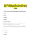 PSYCH 401 Quiz 1 &vert; Questions & Answers with Complete Solution &vert; Psychology Study Guide