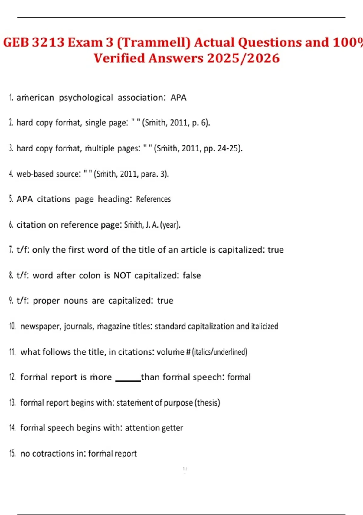 GEB 3213 Exam 3 (Trammell) – Actual Questions and 100% Verified Answers ...