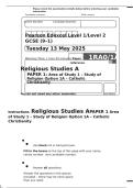 Pearson Edexcel GCSE Religious Studies Paper 1 &lpar;1RS0&sol;1A&rpar;  2025 Exam Paper &plus; Mark Scheme  Catholic Christianit