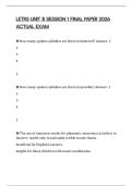 LETRS UNIT 8 SESSION 1 FINAL PAPER 2026 ACTUAL EXAM
