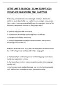 LETRS UNIT 8 SESSION 1 EXAM SCRIPT 2026 COMPLETE QUESTIONS AND ANSWERS