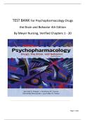 TEST BANK For Psychopharmacology Drugs  the Brain and Behavior 4th Edition  By Meyer Nursing&comma; Verified Chapters 1 - 20