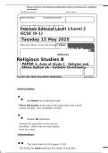 Pearson Edexcel GCSE Religious Studies Paper 1 – Religion & Ethics (Option 1A: Catholic Christianity)  2025 Exam Paper + Mark Scheme