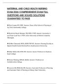 MATERNAL AND CHILD HEALTH NURSING EXAM 2026 COMPREHENSIVE EXAM FULL QUESTIONS AND SOLVED SOLUTIONS GUARANTEED TO PASS