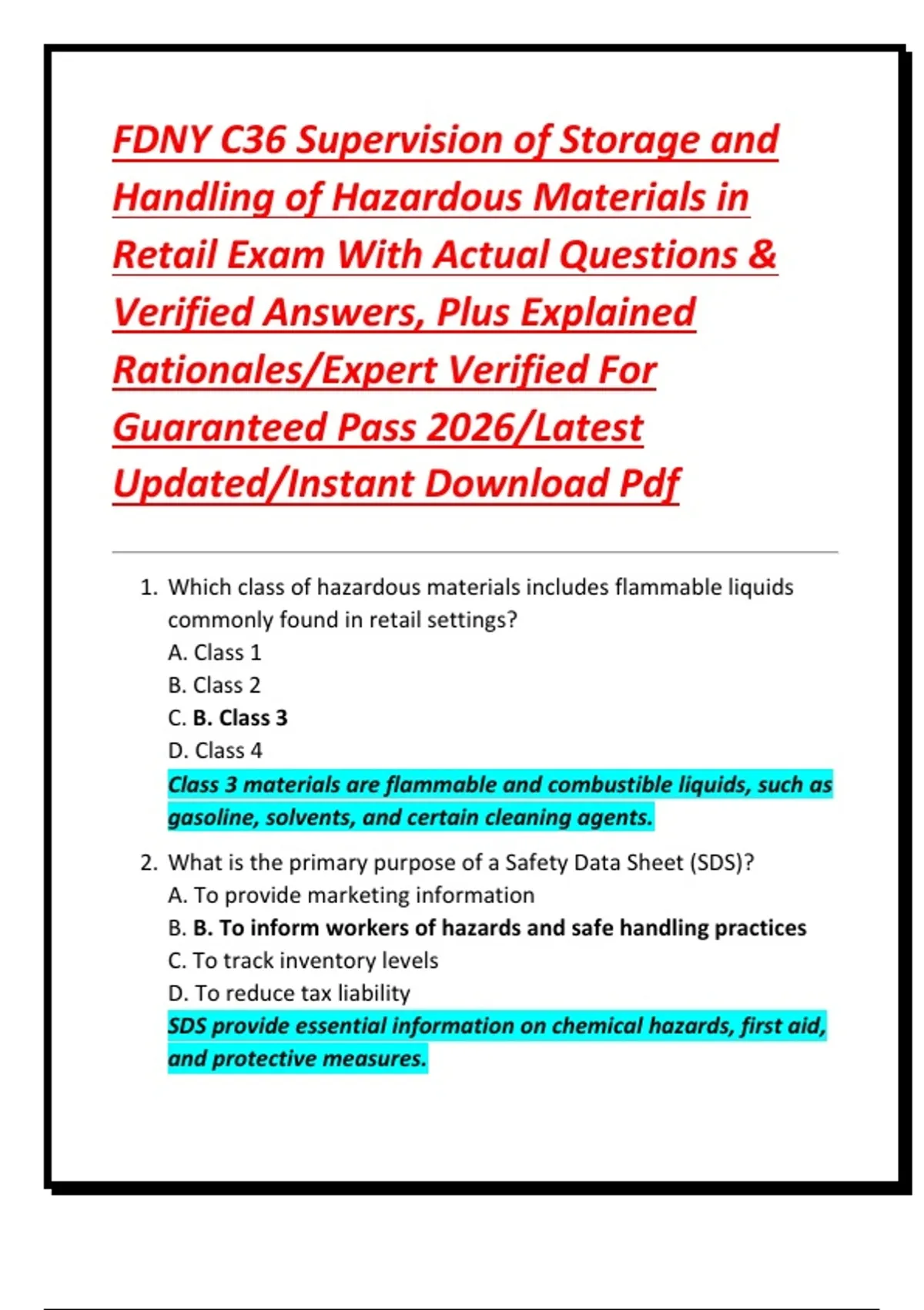 C36 Form.pdf FDNY C36 Supervision of Storage and Handling of Hazardous Materials in ...