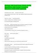 Biology 190 Final Exam Study Guide Questions with Actual Complete Solutions 2025-2026 Updated&period;