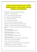 Insurance Exam with All Correct & 100&percnt; Verified Answers&vert; Latest Version&vert; Already Graded A&plus; &lpar;Just Released&rpar;