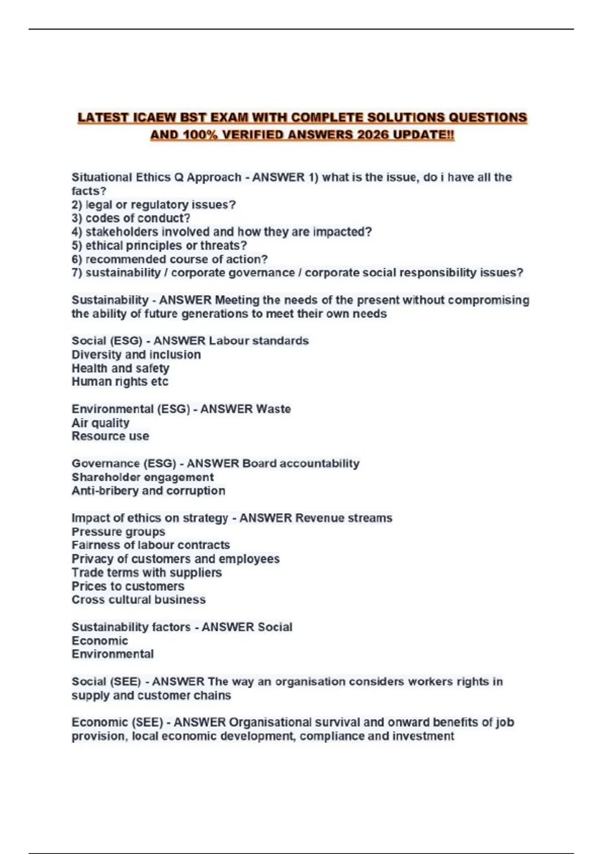 LATEST ICAEW BST EXAM WITH COMPLETE SOLUTIONS QUESTIONS AND 100% ...